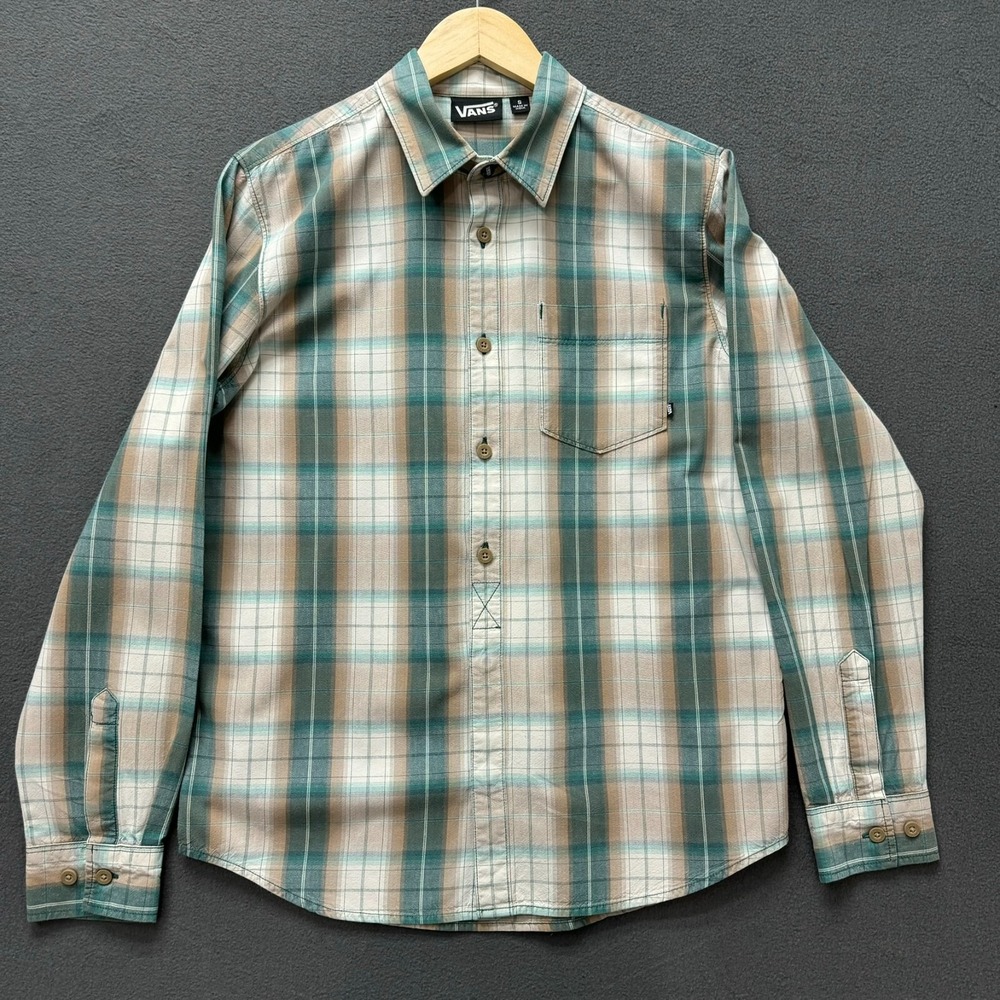 Vans Shirt Mens Small Blue Plaid Flannel Long Sleeve Outdoors Cotton RN96277